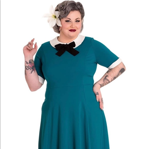 Hell Bunny Dresses & Skirts - Hell Bunny teal Peter Pan collar dress, 2x